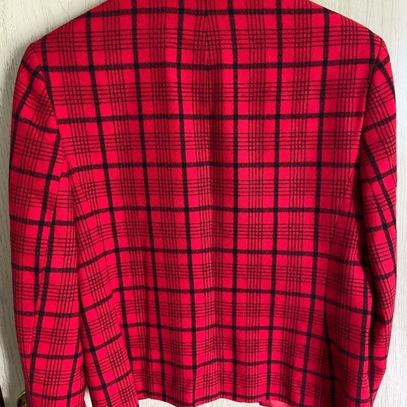 Vintage Pendleton Blazer Jacket Womens 10 Red Plaid & Velvet Wool Made in USA - Picture 8 of 10